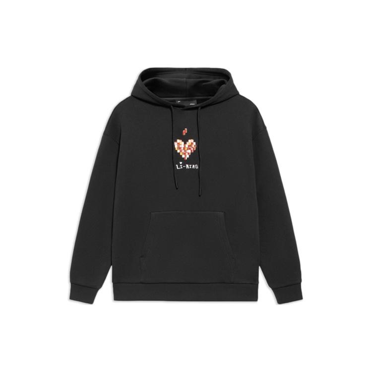 Li-Ning Sports Fashion Series Casual hooded Sports Pullover Couple Style Hoodie Black Men s AWDS593-2 M