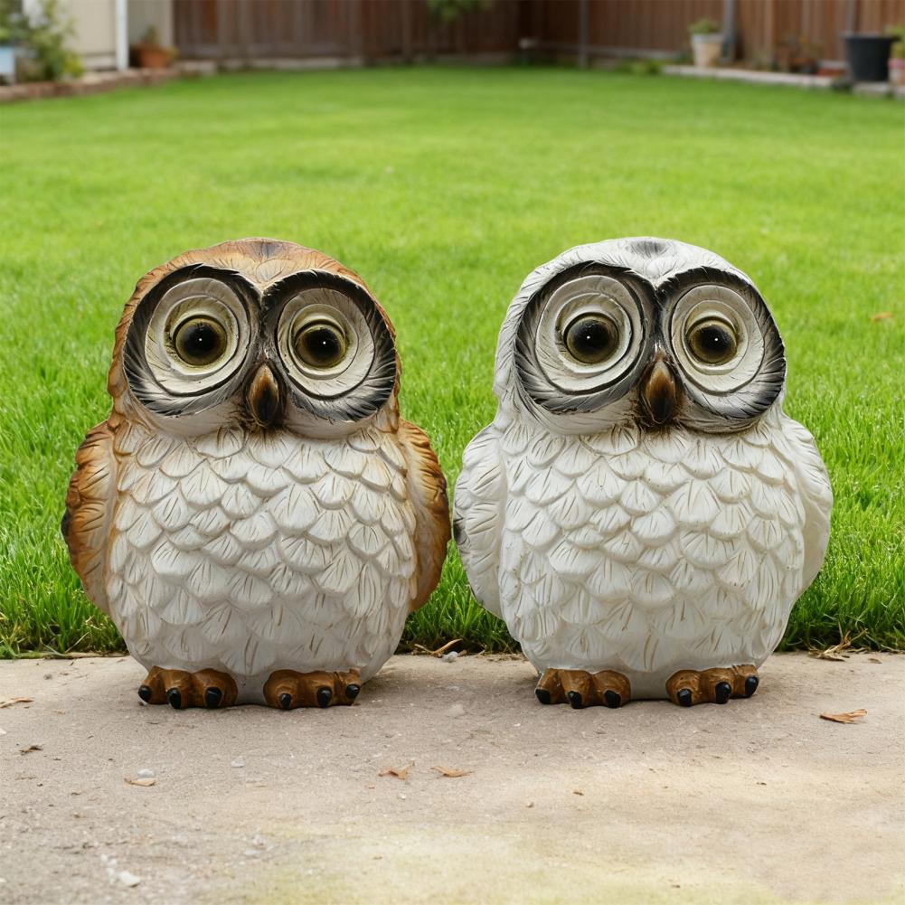 Resin Owl Outdoor Light Owl Solar Garden Lamp Solar Owl Garden Statue for Outdoor Decor Resin Night Lights for Yard Room
