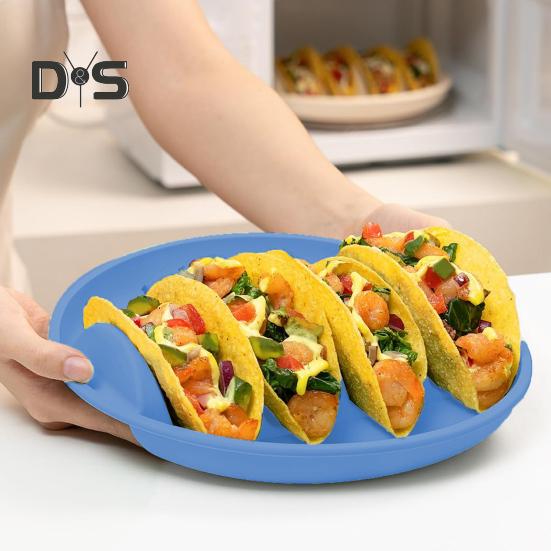 Silikonové talíře na držení taco Velkokapacitní stojan na taco s přihrádkami Bez BPA Protiskluzové stojany na talíře na tortilly Servírovací tác na taco pro rodinu Mexické taco