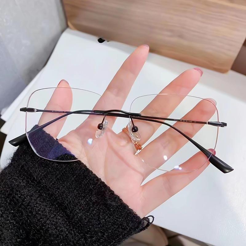 Armação de óculos retrô artística de titânio Armação de óculos anti-luz azul Polígono Armação grande Armação de óculos sem armação