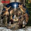 Vintage Nativity Round Metal Tin Sign Retro Wall Decor for Bar Garage