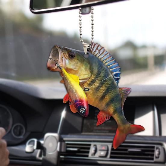 Kreativ Fisk Bil Hengende Anheng 2D Flat Akryl Bakspeil Ornament Festlig