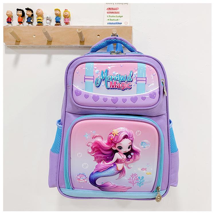 

School BagsNew primary school first, second and third grades cute cartoon backpack mermaid dinosaur hard shell bag фіолетовий