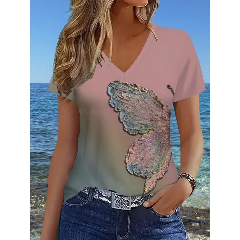 3DNew women s short-sleeved T-shirt, fashionable and versatile S