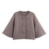 European & American Autumn Women's Solid Color Button-Up Knit Cardigan Sweater Jacket