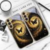 Vortex Black Butterfly For Samsung Galaxy S20 FE S21 S22 S23 Plus S24 Ultra S25Ultra S21+ S9+ S22Plus Golden glass phone case