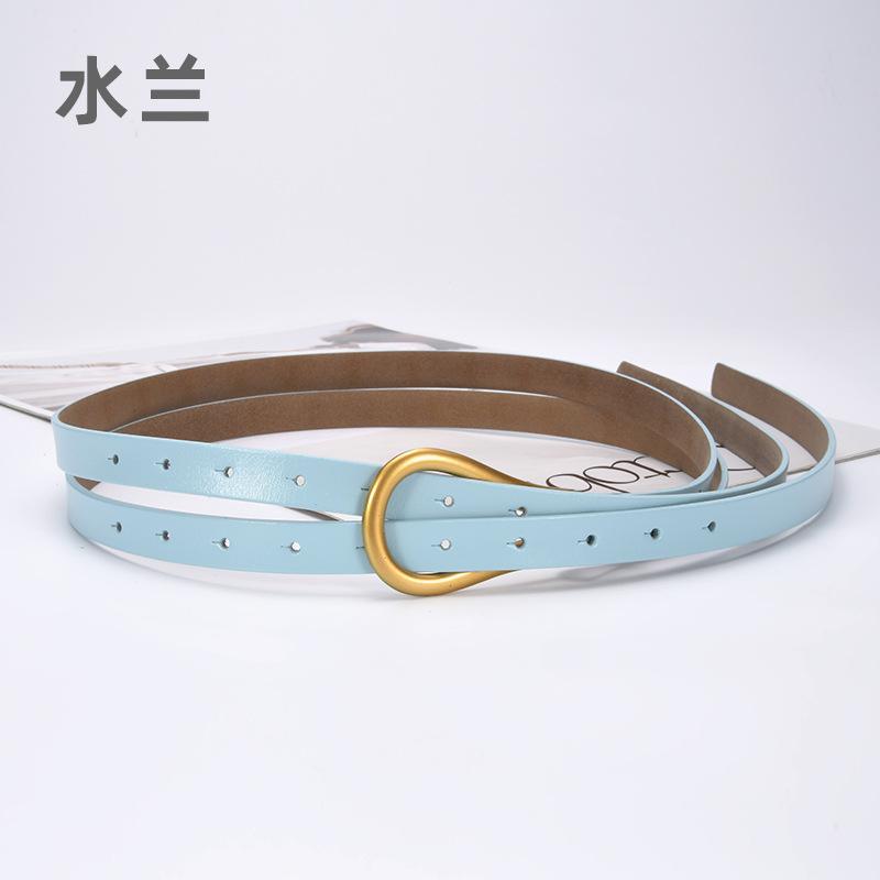 

Двойной ремень с подковой, повседневная декорация, двухслойная металлическая дугообразная пряжка, длинный кожаный тонкий ремень 125cm