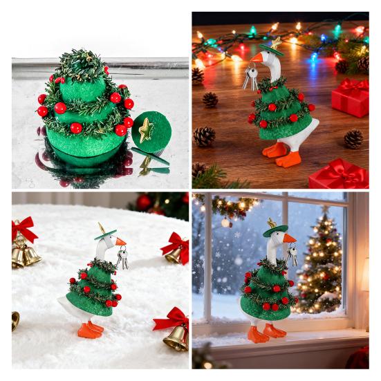Christmas Goose Costume Felt Fabric Seasonal Goose Figurines Costume Handmade Festive Outfit Table Desk Decoration
