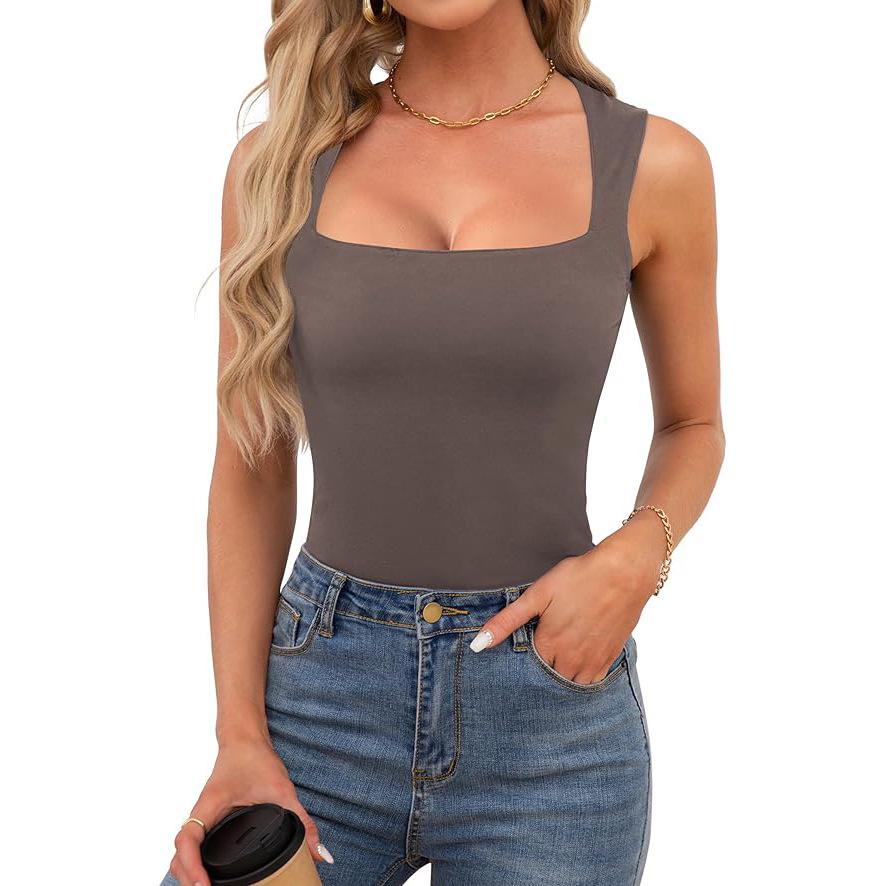 European & American Street Style Square Neck Slim Tank Top - Women's Fashion Base Layer 2025
