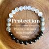 White Labradorite & Obsidian Cat's Eye Stone Bracelet