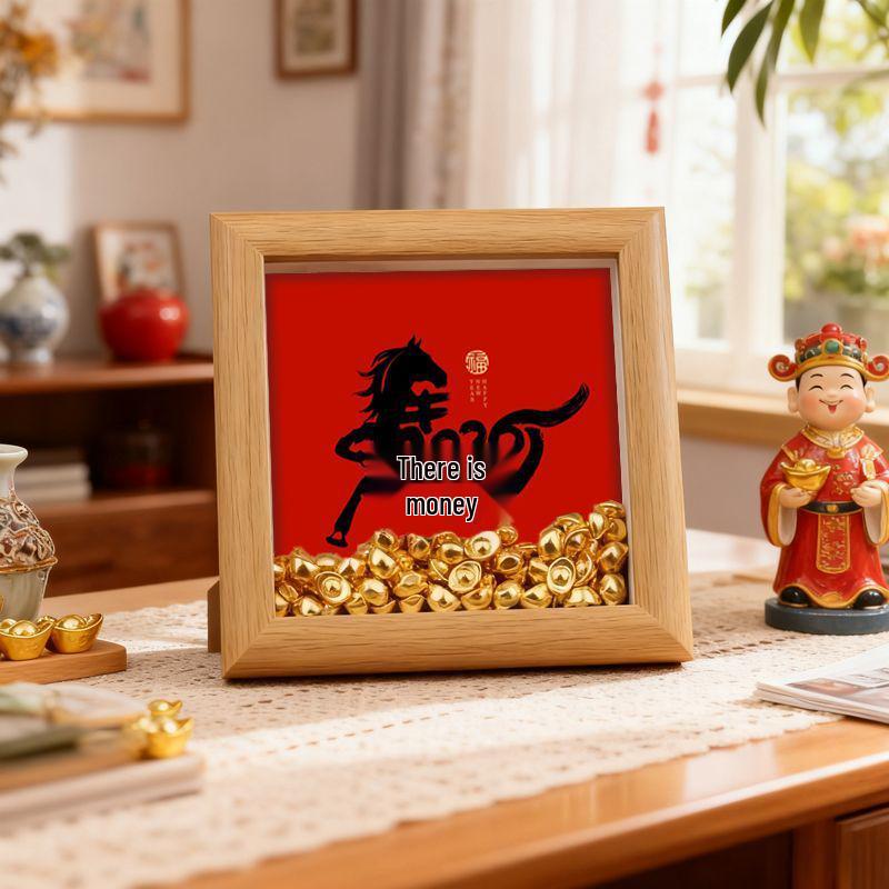 

Gold Ingot Style Photo Frame: Festive Tabletop Decoration for Chinese New Year - Year of the Horse Success on horseback 60 Yuanbao style 12X12
