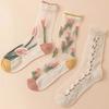 3 Pairs of High-Value Tulip Flower Girl Glass Stockings Are Comfortable Soft Breathable and Cute Women's Long Socks