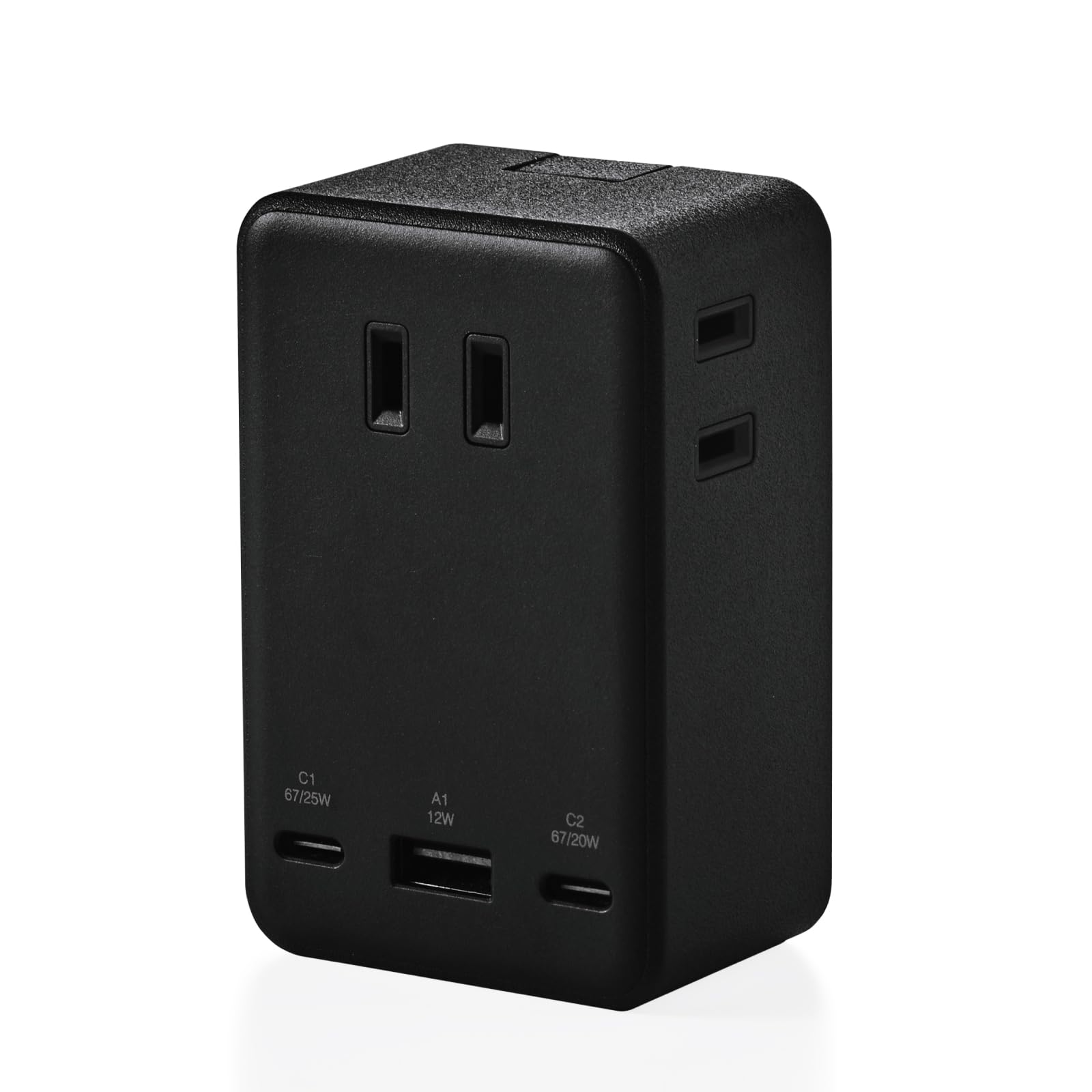 

ELECOM Power Strip with Total Power Up to PD 2 1 3 AC Lightning Dust Protection USB, 65W, Compatible, Type-C, USB-A, Plugs, Guard, Shutter, Black, чорний