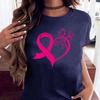 Pink Ribbon Heart Print Women T Shirt Short Sleeve O Neck Loose Women Tshirt Ladies Tee Shirt Tops Camisetas Mujer