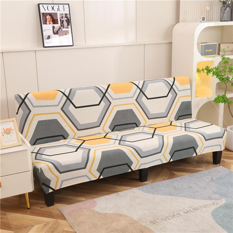 Stretch Futon Slipcover Armless Sofa Cover Furniture Protector Without Armrests Slipcover Soft with Elastic Bottom for Kids