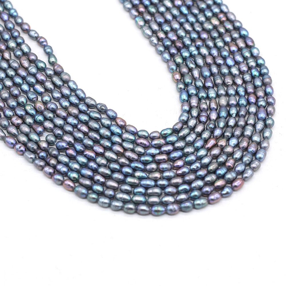 Valentine's Day Gift, Black Natural Pearl Beads, Handmade Rice Beads for Jewelry Making DIY Necklace Bracelet Accessories 36cm