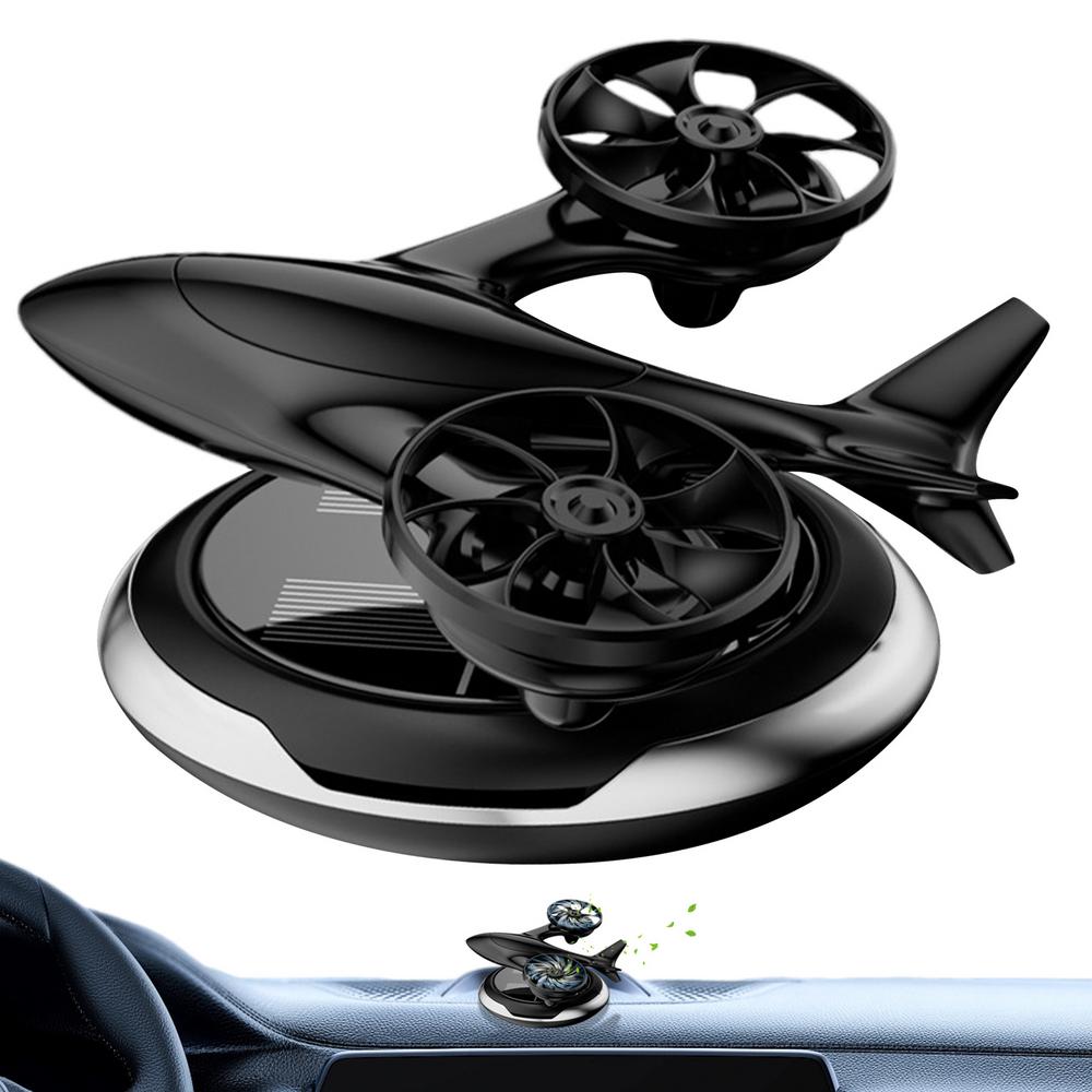 Para ornamentos de aromaterapia, difusores de óleo de carro solares, purificador de ar de carro rotativo movido a energia solar, avião bimotor, aromaterapia de carro