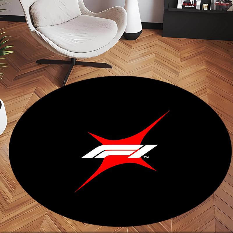 Formula 1 (6) Round Office Rug Decorative Floor Rug for Office Bedroom Living Room and Home Space