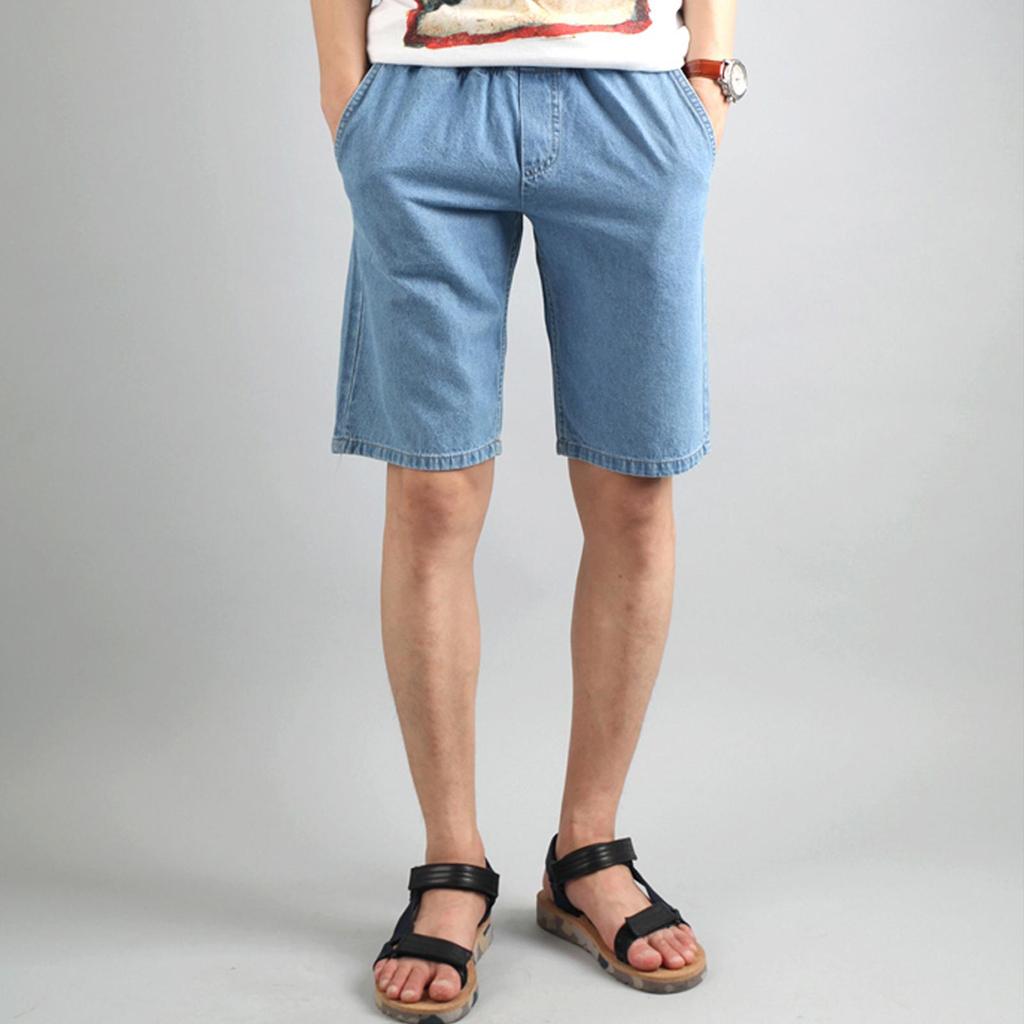 Shorts for Men Jeans Waist Strap Light Blue Korea Fashion