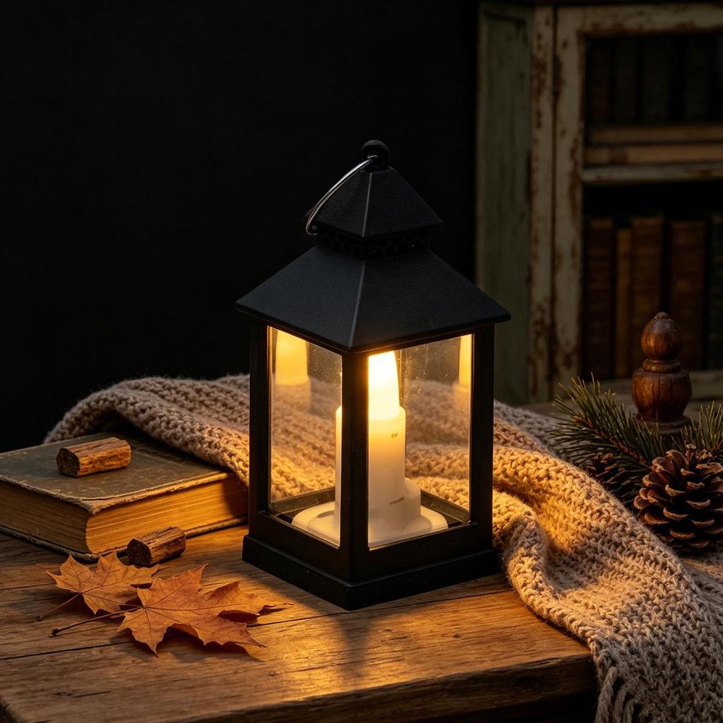 Vintage LED Mini Oil Lamp Lantern - Home Decor & Photo Prop Gift.