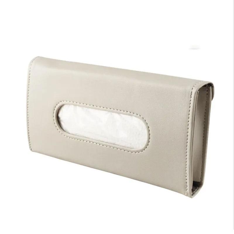 

New Soft Leather Car Tissue Box Car Sun Visor Type Block Hanging Container Towel Napkin Holder Paper Rack Organizer Storage Bag бежевый
