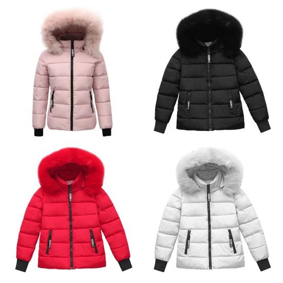 Winter Down Coat Padded Hooded Pockets Zip-up Parka Windproof Heat Retention