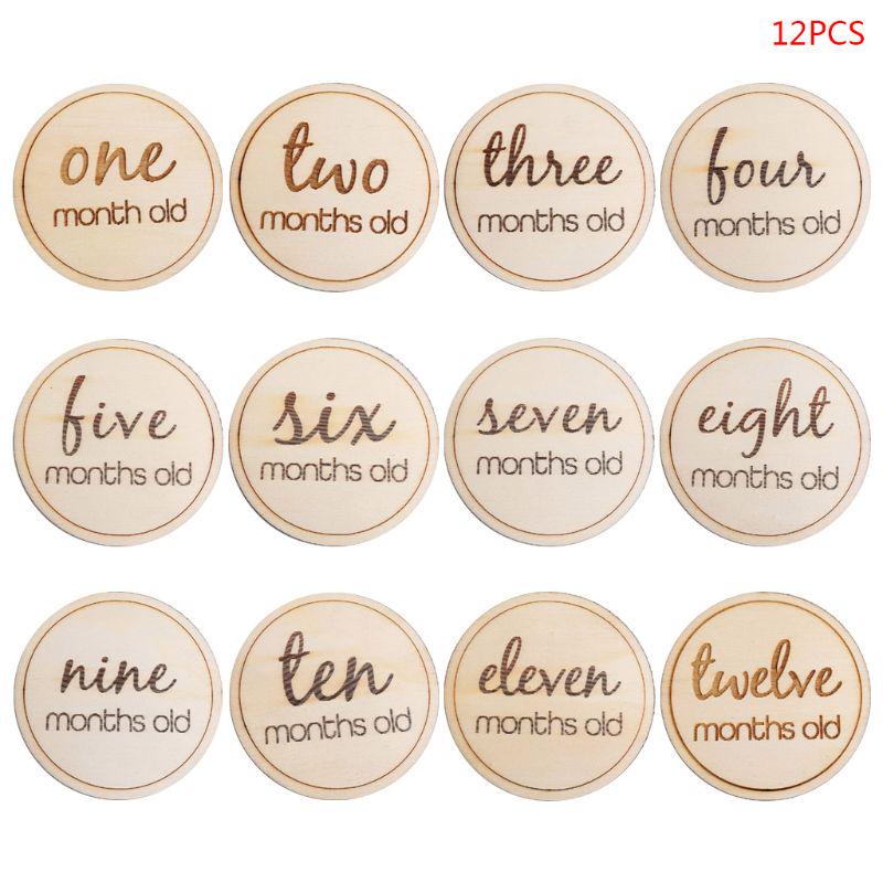 Cheap 12 Pcs/set Baby Monthly Milestone Wooden Card Infants Photography ...