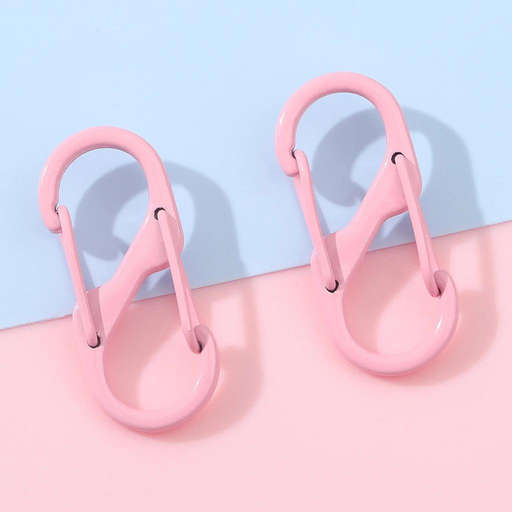 4pcs S Type Colorful Alloy Paint Spring Buckle Carabiner Anti-Theft Mini Keychain Hook Backpack Outdoor Hanging Connection Ring