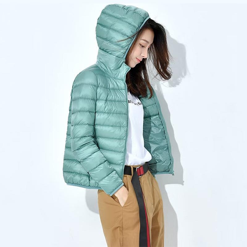 Women Winter Ultralight Hooded Jacket Ultra Thin Warm Lightweight Down Jacket Portable Fashion Hoodies Jacket