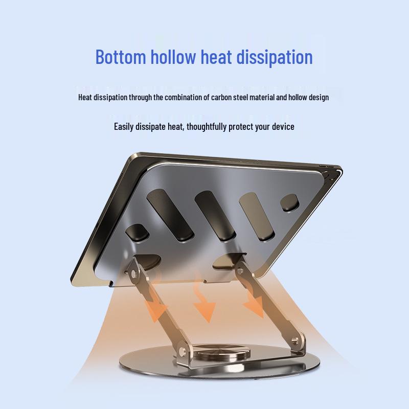 360° Rotating Metal Laptop & Tablet Stand with Lifting and Folding Cooling Base