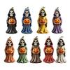 Halloween Skull Pumpkin Figurine Resin Skeleton Holding Pumpkin Statue Spooky Tabletop Ornaments for Indoor Home Decor
