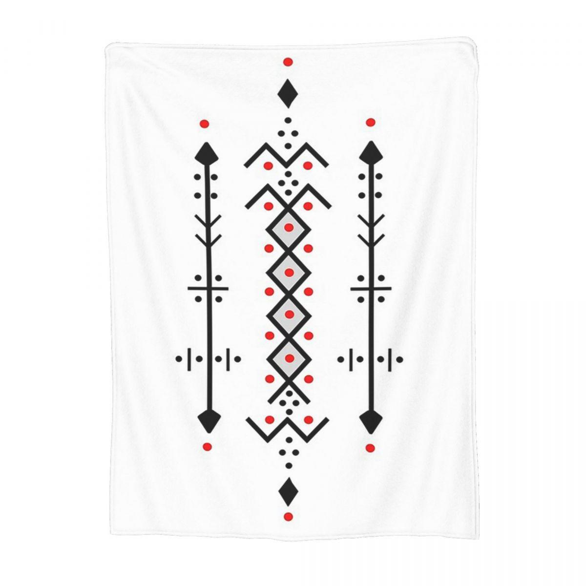 Kabyle Amazigh Motif Geometry Berber Blanket Soft Warm Flannel Throw Blanket Bedspread for Bed Living room Picnic Travel Couch Size: 75*100cm, Weight: 230 GSM