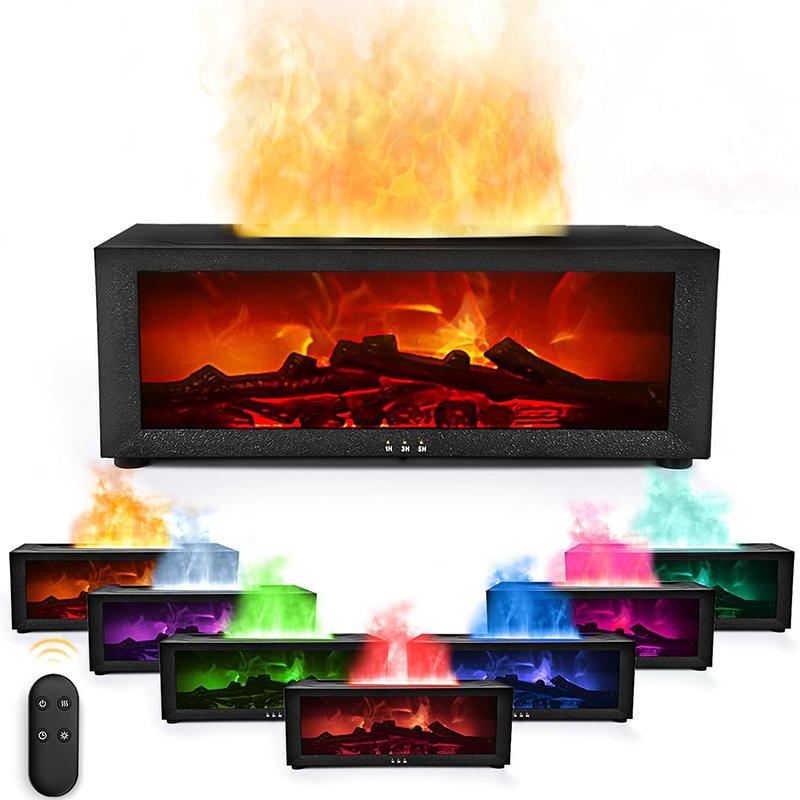 

Simulated flame fireplace humidifier desktop small bedroom household mute colorful atmosphere night light aromatherapy machine чёрный