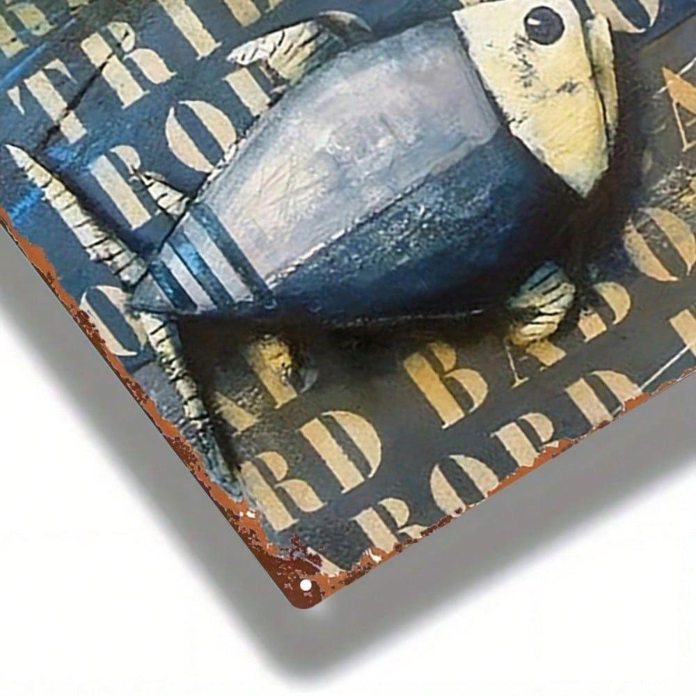 Blue Fish 2D Metal Wall Art Poster Bar Decor