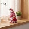 Festive Desk Accessories Christmas Gnome Figurine, Resin Tomte with Tree Hat & Reindeer Wooden Ornaments Antlers, Holiday Tabletop Decor for