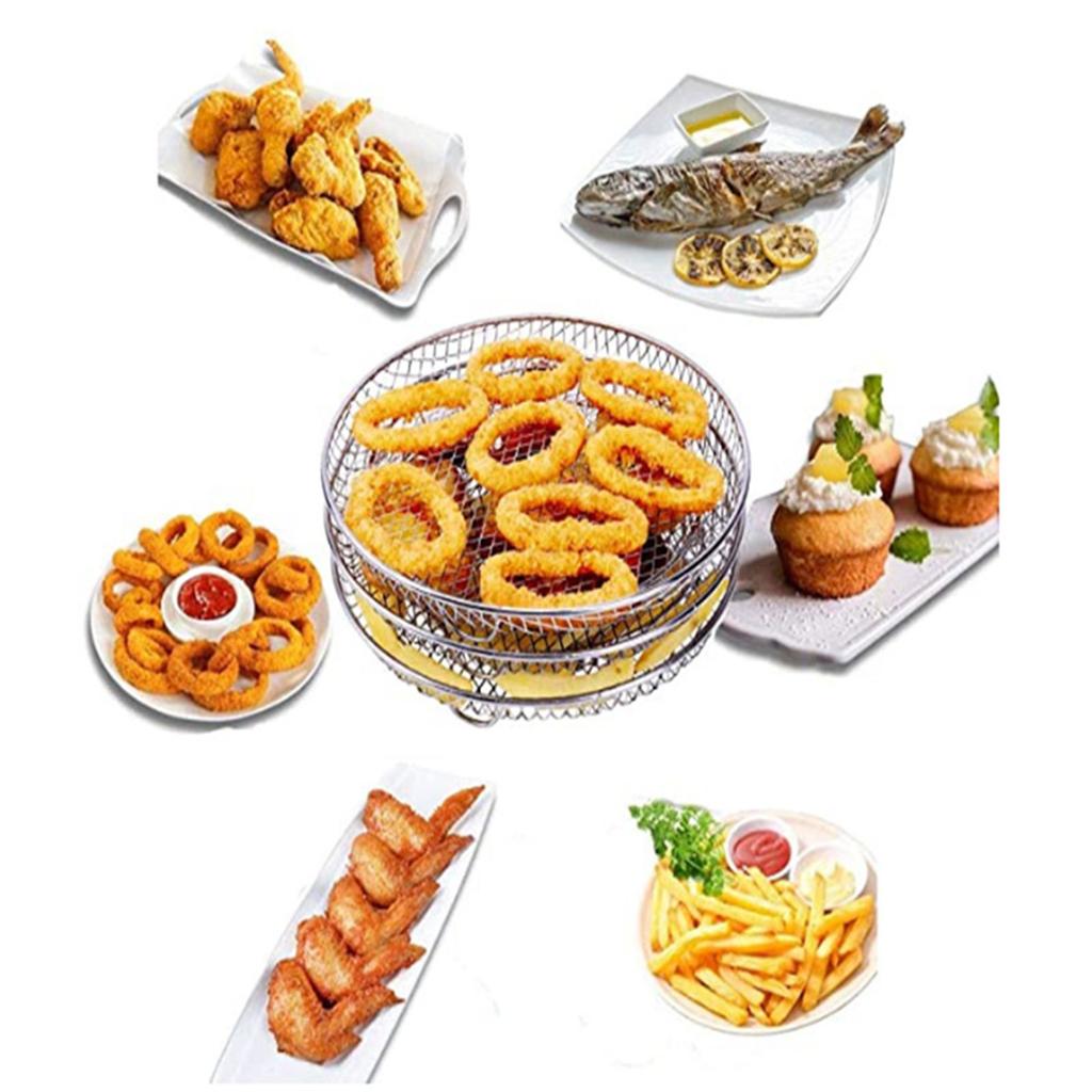 3PCS Round Air Fryer Basket Durable Stainless Steel Air Fryer Baking Pans for Cooking and Baking