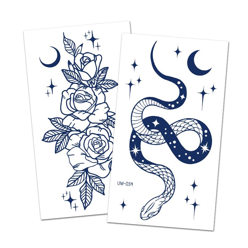 1 Sheets Semi Permanent Realistic Sweatproof Herb Tattoos for Women's Back Tattoos Long Lasting