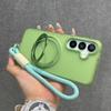 Matte Ring Magnetic Stand Holder Case For Samsung Galaxy S25 Ultra S24 Plus Translucent Wrist Strap Lanyard Shockproof Cover