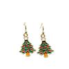 Sparkling Christmas Tree Beaded Hook Earrings: European & American Drip Oil with Glitter