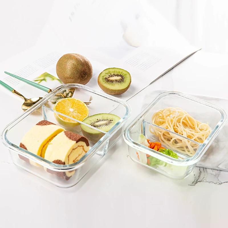3/2/1-Fach Hitzebeständige Glas Lunchbox mit Besteck Auslaufsicher Büro Luftdichte Lunchbox Bento Box Mikrowellengeeignet