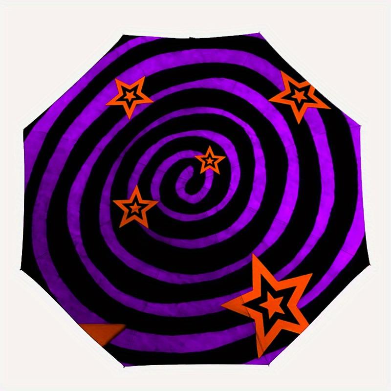 1pc Hypnotic Spiral Automatic Folding Umbrella, Portable & Foldable Design with 8 Ribs, Casual Outdoor Accessory Halloween and Christmas gif