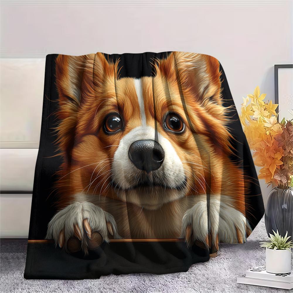 Cute Corgi,pattern Flannel Blanket, High Quality Comfortable for All Seasons, Home Decor, Warmth and Comfort, Perfect for Gifts.