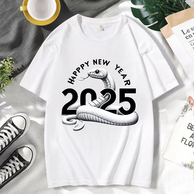 2025 Tričko Had pro nový rok Unisex Harajuku Ležérní Grafická trička Kawaii Kreslené Letní Tričko s krátkým rukávem Y2k Topy Pánské