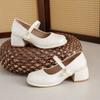 thick heel patent leather square head Mary Jane shoes women's 2025 new spring Korean high heel temperament versatile fairy style single shoes