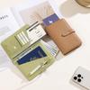 Slim Passport Integrated Snap Premium PU Passport Pen Holds 2 Passports and 4 Card Multifunctional Storage Travel Airline Ticket Business Trip Khaki