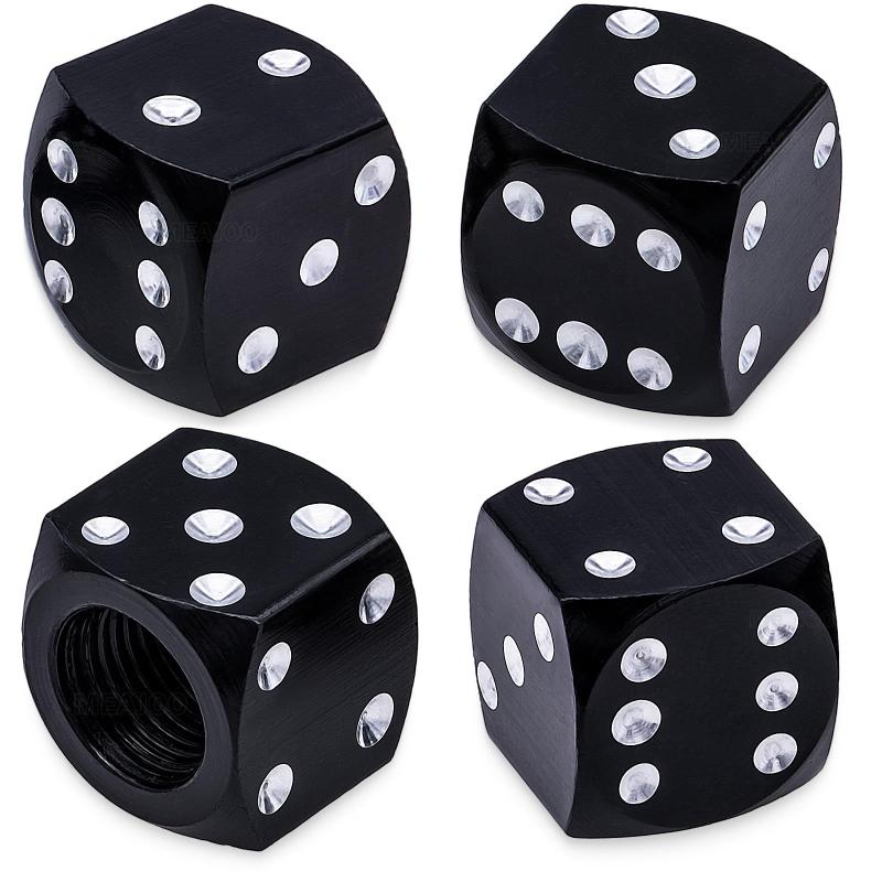 4Pcs Aluminum Alloy Tire Valve Caps Dice Wheel Stem Tyre Tire Wheel Stem Air Valve Dust Cover For Car Truck Motorcycle Bike