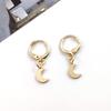 New European & American Fashion Stud Earrings: Simple Star, Moon, & Cross Designs