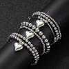 7Pcs/Set Chic Heart Charm Beaded Bracelet Set For Women Vintage Simple Silver Color Exquisite Multi-Layer Bracelets Jewelry Gift