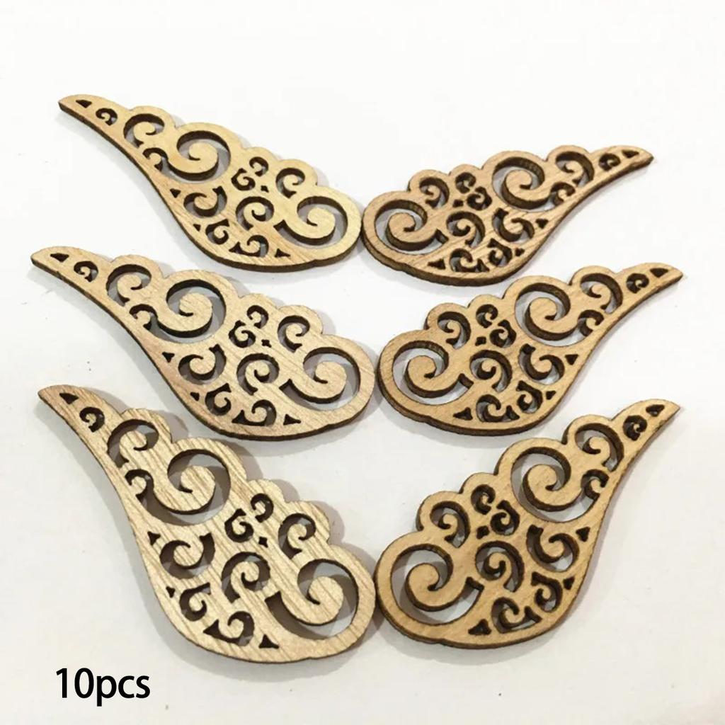 40Pcs/bag 4 Styles DIY Angel Wings Wooden Chips Decorative Embellishments Crafts Scrapbook Hand-made Graffiti Button Accessories