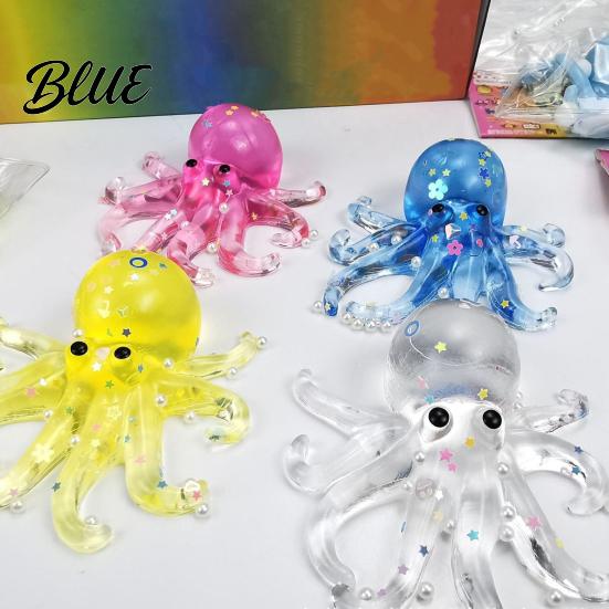 Stress Relief Gift for Adults Realistic Octopus Squeeze Toy Soft Slow-Rising Fidget Decompression Cute TPR Gadget Kids Portable Reliever